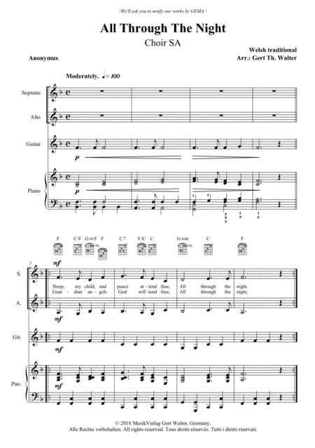 All Through The Night (arr. Gert Th. Walter)