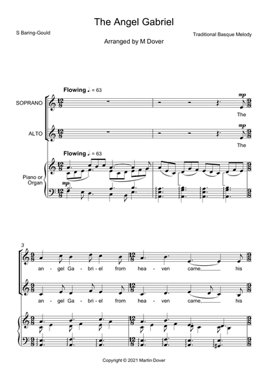 The Angel Gabriel from Heaven came - Gabriel's Message - Two Part Choir SA - Upper Voices (arr. Martin Dover)