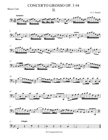 Concerto Grosso Op. 3 #4 Movement II. (arr. theupperstaff.com)