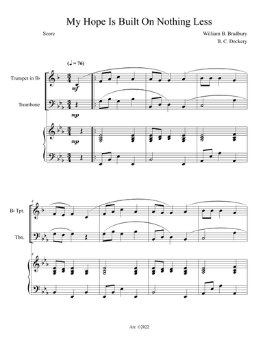 My Hope Is Built On Nothing Less (Trumpet and Trombone Duet with Piano Accompaniment) (arr. B. C. Dockery)