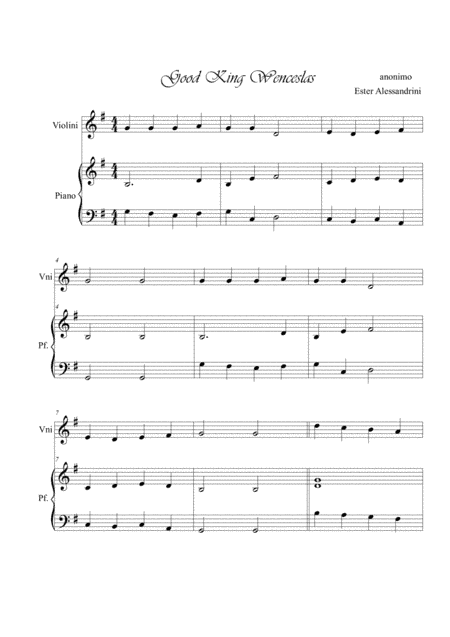 Good King Wenceslas. Violin and piano (arr. Ester Alessandrini)