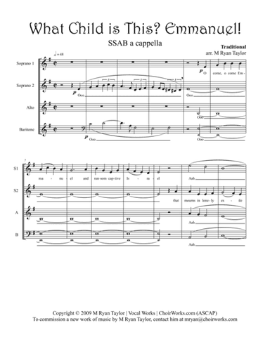 What Child is This? Emmanuel! : SSAB Acapella Choir (arr. M. Ryan Taylor)