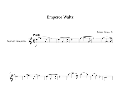 Emperor Waltz - Johann Strauss Jr. (Soprano Sax) (arr. Digital Book Music)
