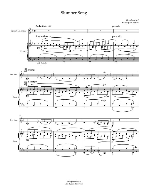 Slumber Song (arr. Jane Frasier)