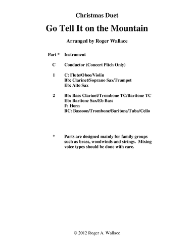 Go Tell It on the Mountain (Saxophone Duet) (arr. Roger Wallace)