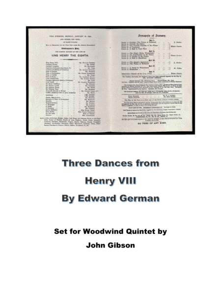 3 Dances from Henry VIII set for Woodwind Quintet (arr. John Gibson)