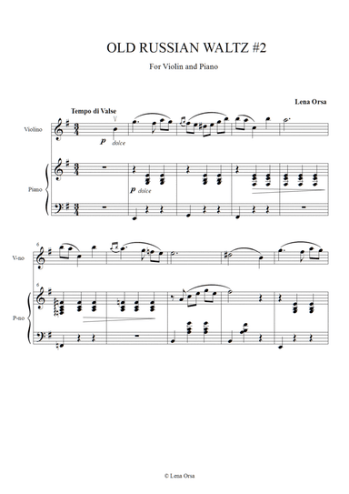 Old Russian Waltz #2 for Violin and Piano