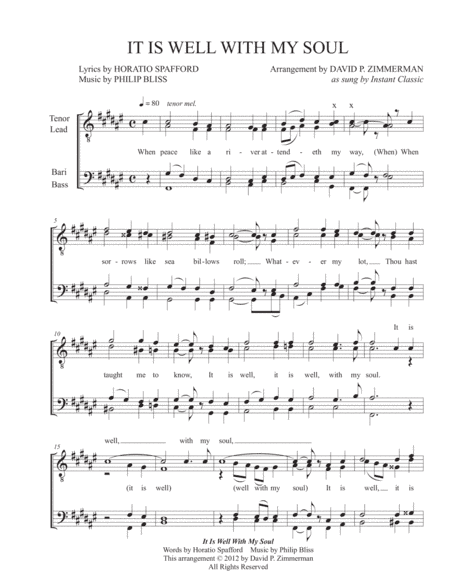 It Is Well With My Soul (TTBB) (arr. David P. Zimmerman)