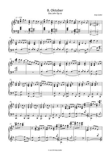Anja Goller: Oktober (October) from Das Jahr (The Year) Op.8,10 for piano solo (arr. Anja Goller)