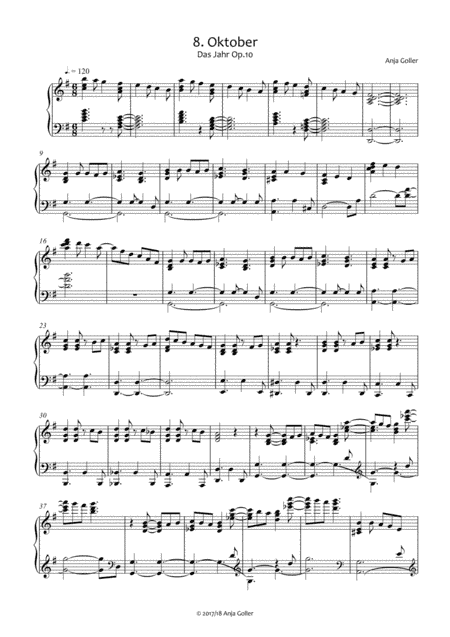 Anja Goller: Oktober (October) from Das Jahr (The Year) Op.8,10 for piano solo (arr. Anja Goller)