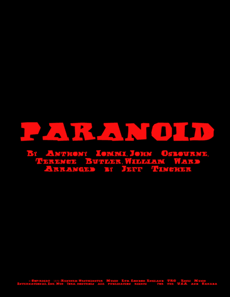 Paranoid (arr. Jeff Tincher)