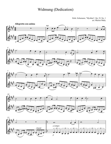 Widmung (Dedication) arr. for violin duet (arr. Marion Maby)