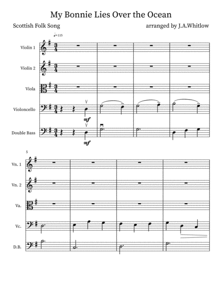 My Bonnie Lies Over the Ocean (arr. J.A.Whitlow)