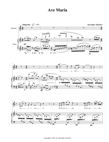 Ave Maria - Timofeev (for Soprano and Piano)