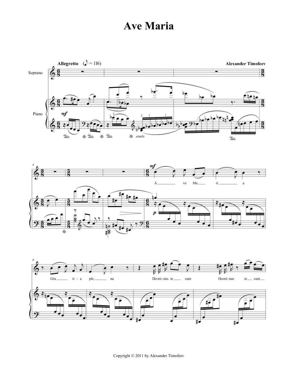 Ave Maria - Timofeev (for Soprano and Piano)