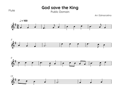 God Save the King - Simple arrange for Flute  Beginners (arr. Edmarcelino)