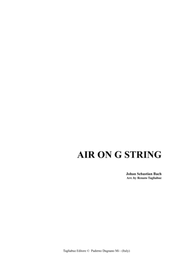 AIR ON G STRING For Clarinet or any instrum. in Bb and Piano/Organ - With Part instrum. in Bb (arr. Renato Tagliabue)