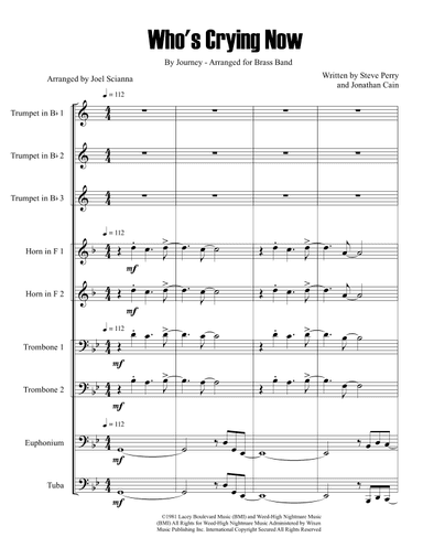 Who's Crying Now (arr. Joel William Scianna)