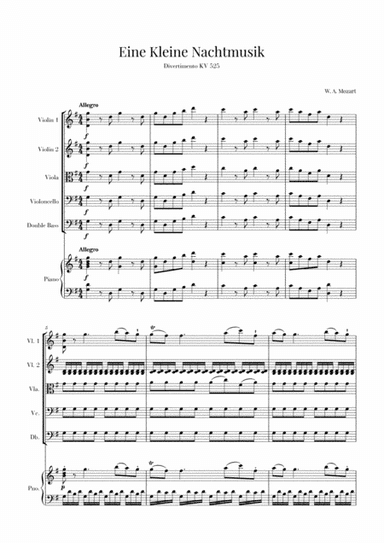 Eine Kleine Nachtmusik for String Quintet and Piano (arr. Cadenza Editions)