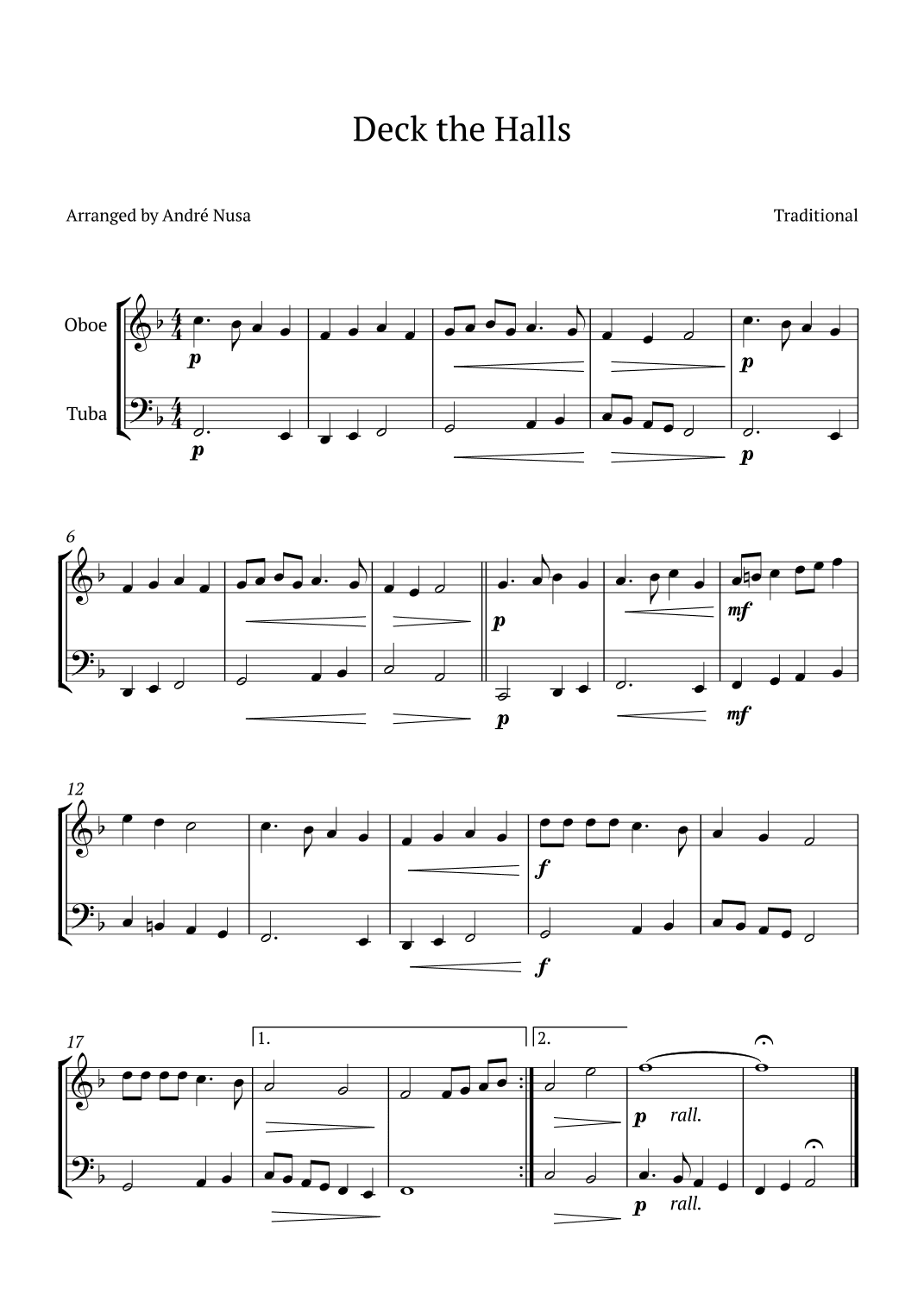 Deck the Halls (arr. André Nusa)