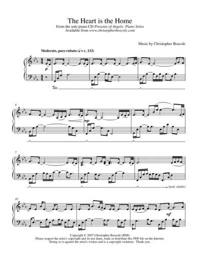 The Heart is the Home Piano Solo by Christopher Boscole