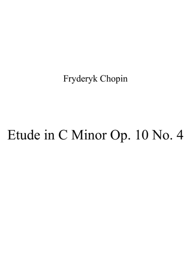 Etude in C Minor Op. 10 No. 4 (arr. Patrizia Luraschi)