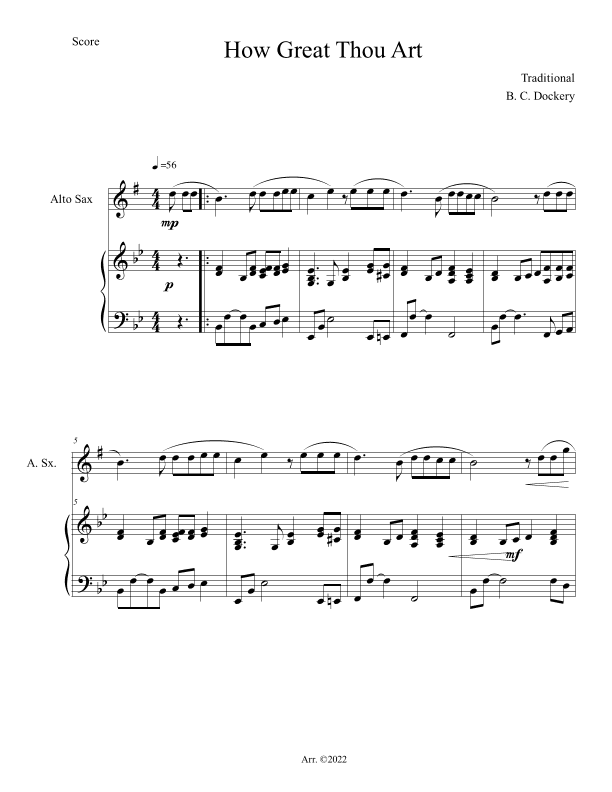 How Great Thou Art (Alto Sax Solo with Piano Accompaniment) (arr. B. C. Dockery)