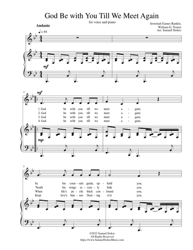 God Be With You till We Meet Again - for baritone or alto voice with piano (arr. Samuel Stokes)
