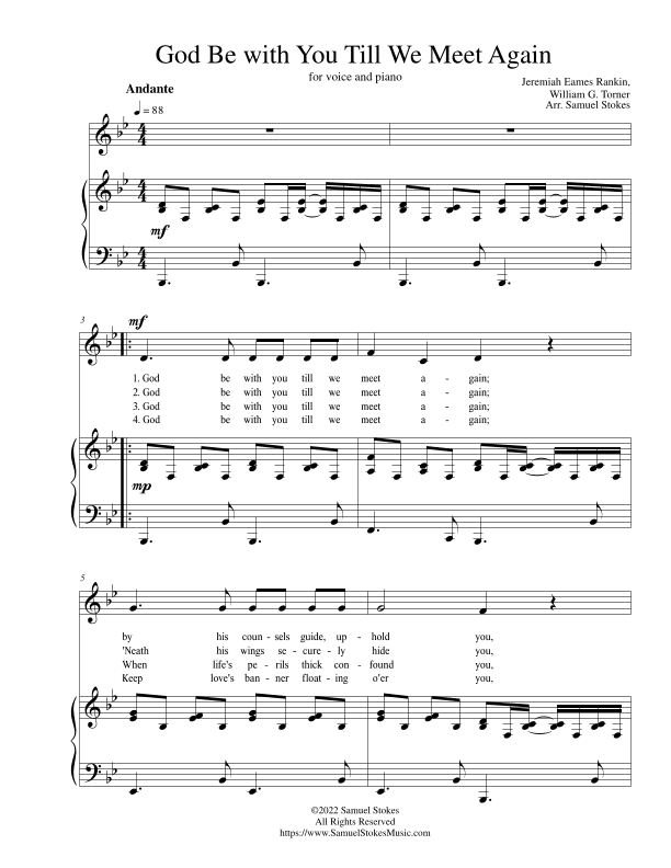 God Be With You till We Meet Again - for baritone or alto voice with piano (arr. Samuel Stokes)