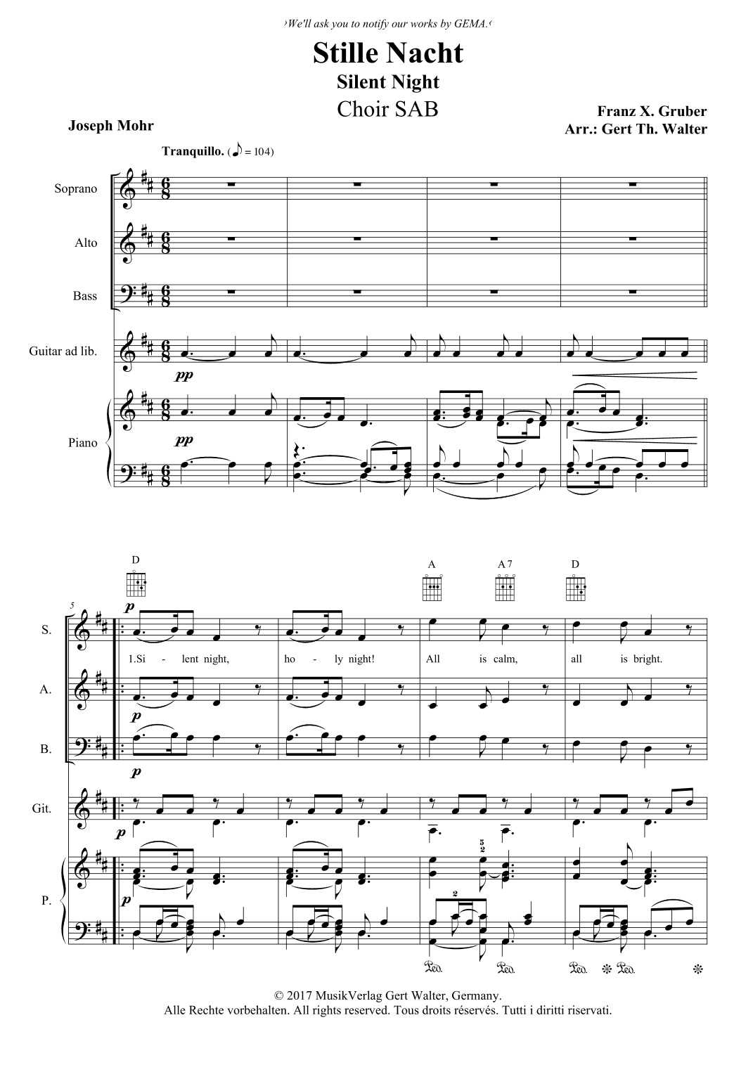 Silent Night (arr. Gert Th. Walter)