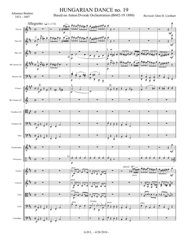 Hungarian Dance no. 19 and no. 20 - Extra Score (arr. Glen D. Lienhart)