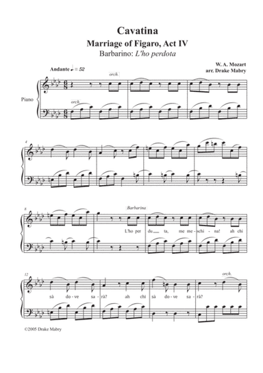 Mozart - Cavatina from The Marriage of Figaro (arr. Drake Mabry)