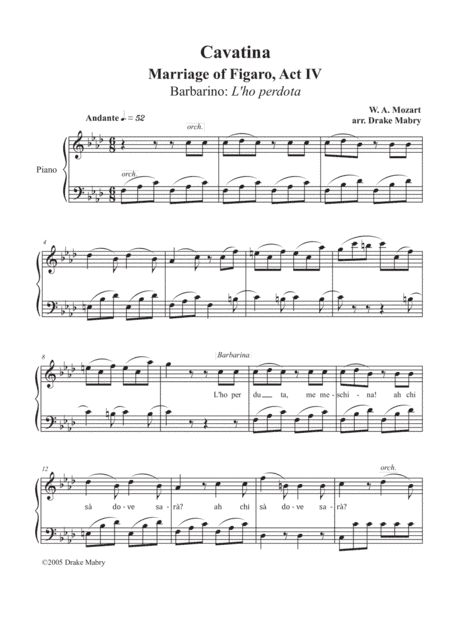 Mozart - Cavatina from The Marriage of Figaro (arr. Drake Mabry)