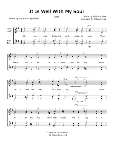 It Is Well With My Soul (Women's barbershop, a cappella quartet) (arr. Takako Fuke)