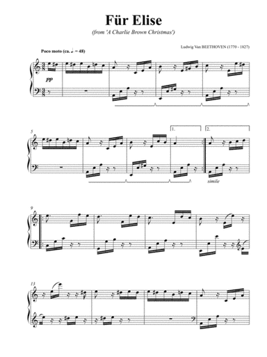 Für Elise (for Piano Solo) (arr. Flavio Regis Cunha)