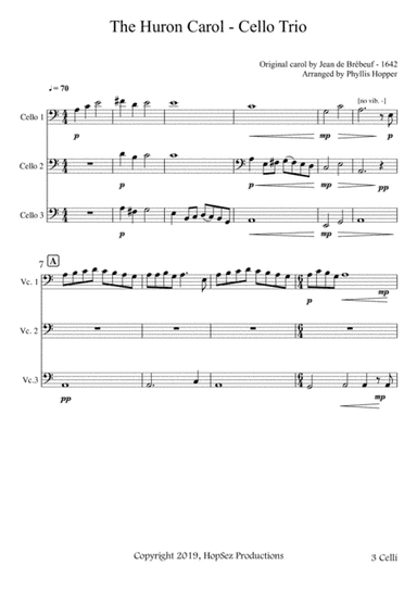 Huron Carol - Cello Trio (arr. Phyllis Hopper)