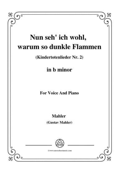 Mahler-Nun seh' ich wohl,warum so dunkle Flammen(Kindertotenlieder Nr. 2) in b minor,for Voice and P (arr. MSM)