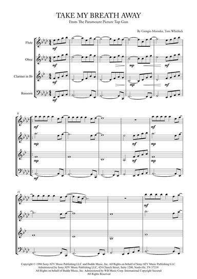 Take My Breath Away (love Theme) (arr. Karen Gueiros)