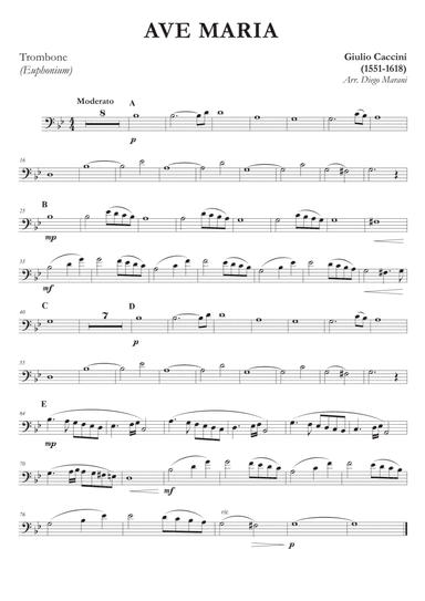 Ave Maria by Caccini-Vavilov for Trombone and Piano (arr. Diego Marani)