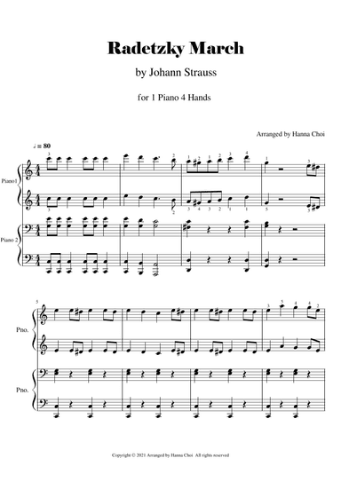 Radetzky March [for Piano Duet/ 1 Piano 4 Hands] (arr. Hanna Choi)