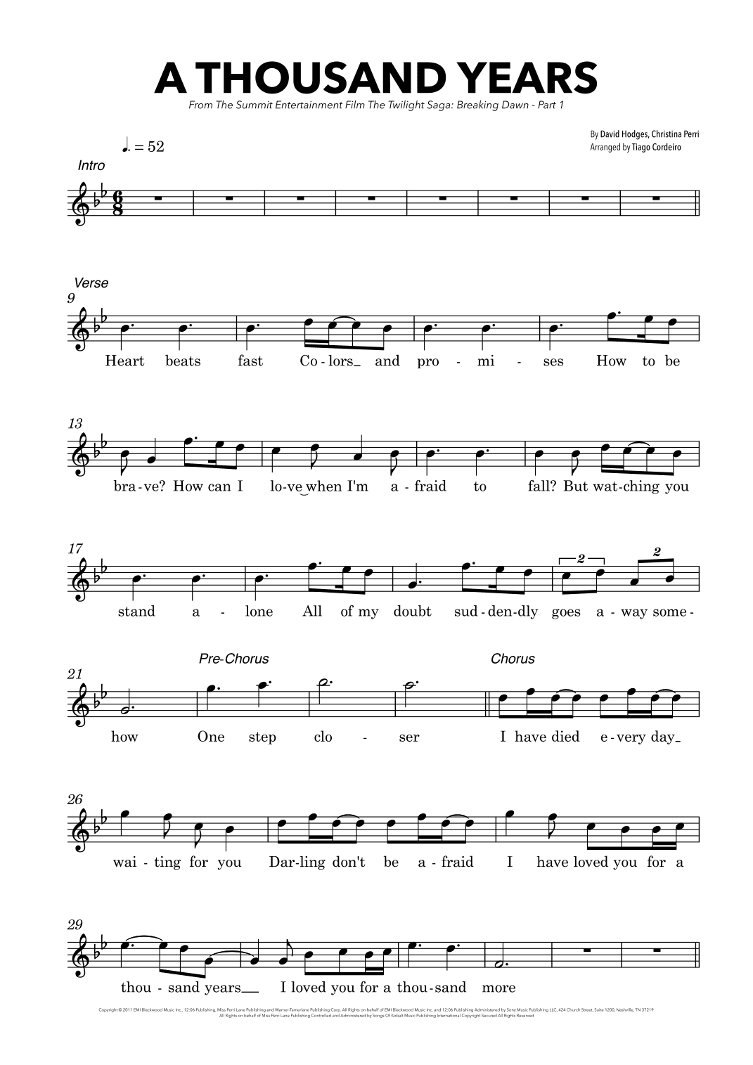 A Thousand Years (arr. Tiago Cordeiro)