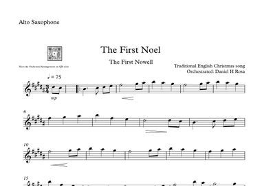 The First Noel - The First Nowell - Easy Christmas Carol - Alto Saxophone (arr. Daniel H Rosa)