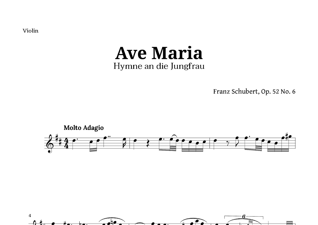 Ave Maria by Schubert for Violin (arr. Langanho)