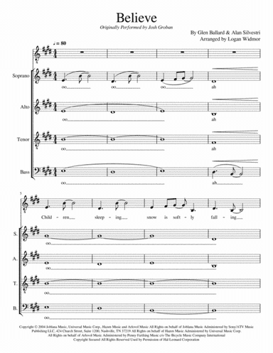 Believe (arr. Logan Widmor)