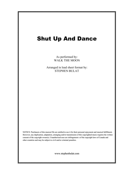Shut Up And Dance (arr. Stephen Bulat)