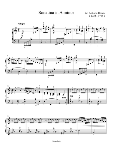 Benda Sonatina in A minor (arr. Ben Choupak)