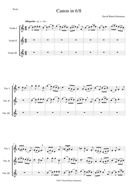 Canon in 6/8 for violin trio