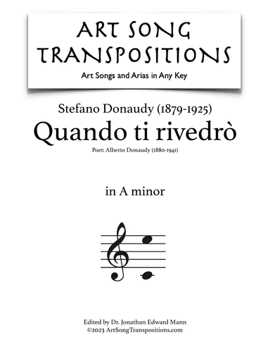 DONAUDY: Quando ti rivedrò (transposed to A minor) (arr. ArtSongTranspositions.com)