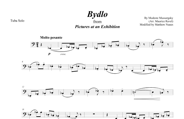 Bydlo from Pictures at an Exhibition (Tuba Solo) (arr. Matthew Nunes)
