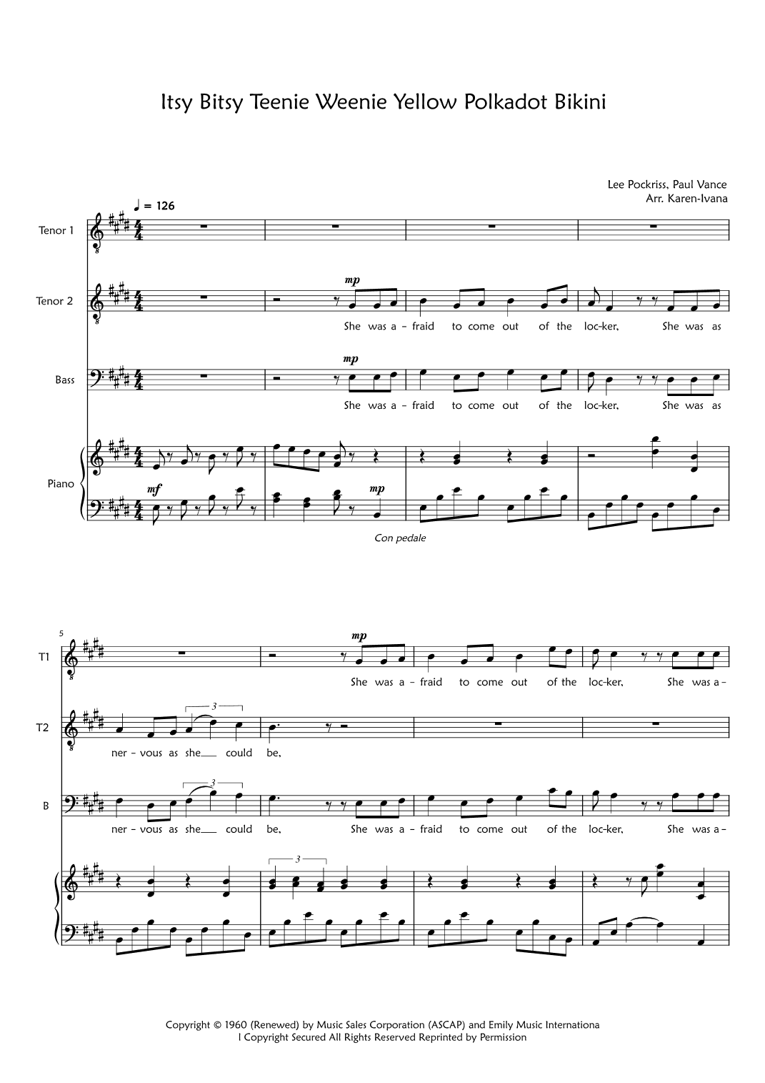 Itsy Bitsy Teenie Weenie Yellow Polkadot Bikini (arr. Karen Ivana)